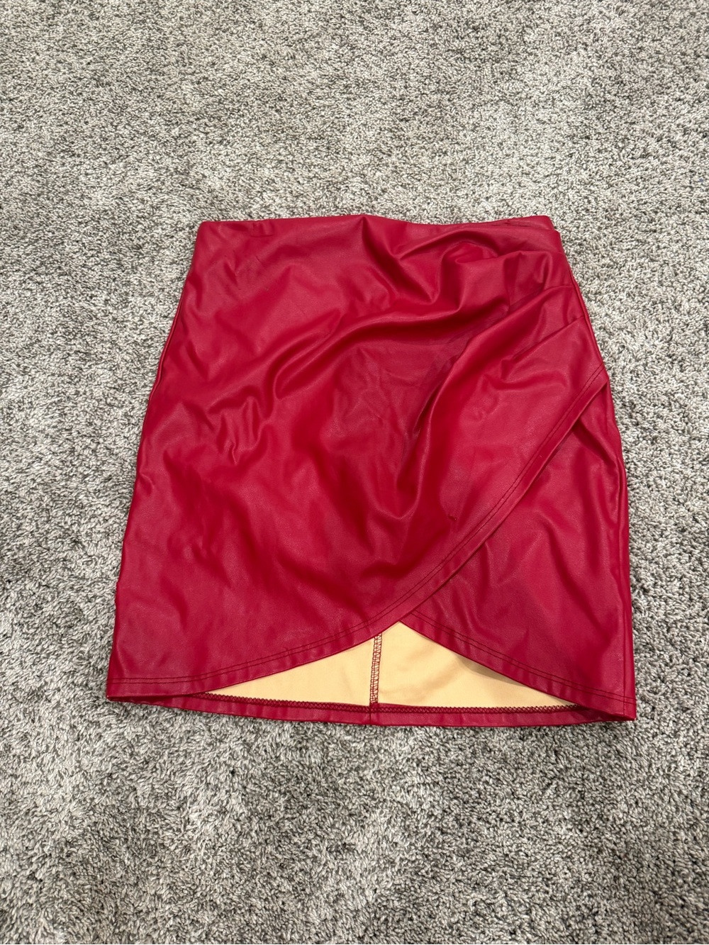 Windsor - Red Faux Leather Tulip Mini Skirt